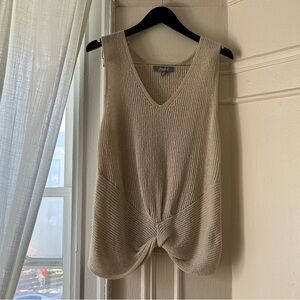 Tan Sleeveless V-Neck Knit Shirt